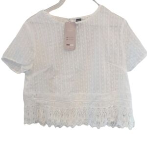 Emery Rose White Eyelet Blouse